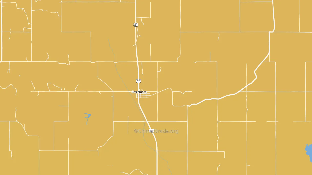 Gracemont, OK Map of Theft Rates