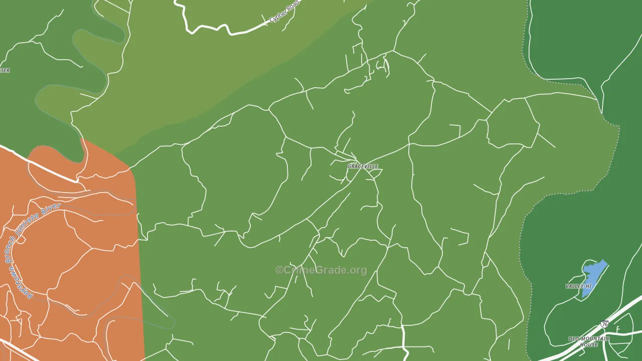 Graceville, PA Map of Theft Rates