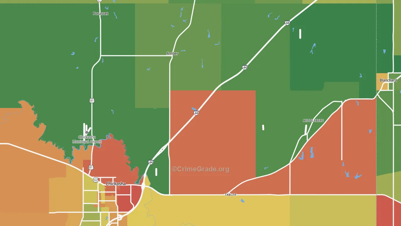 Grady County, OK Map of Theft Rates