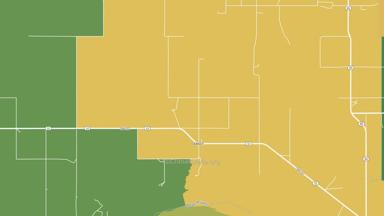 Grady, OK Map of Theft Rates