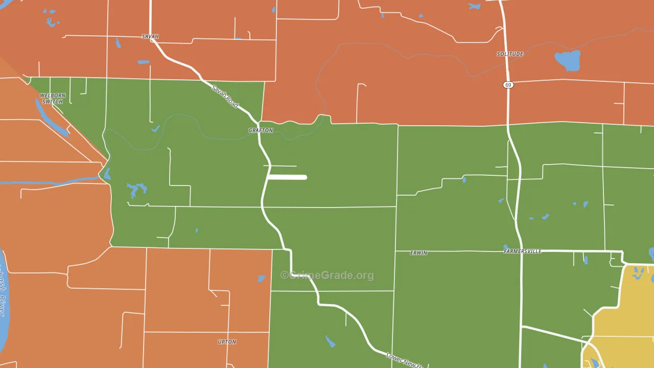 Grafton, IN Map of Theft Rates