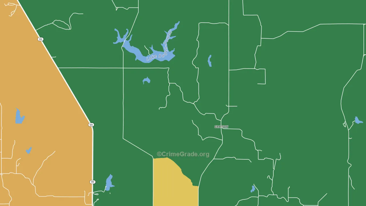 Grafton, KS Map of Theft Rates