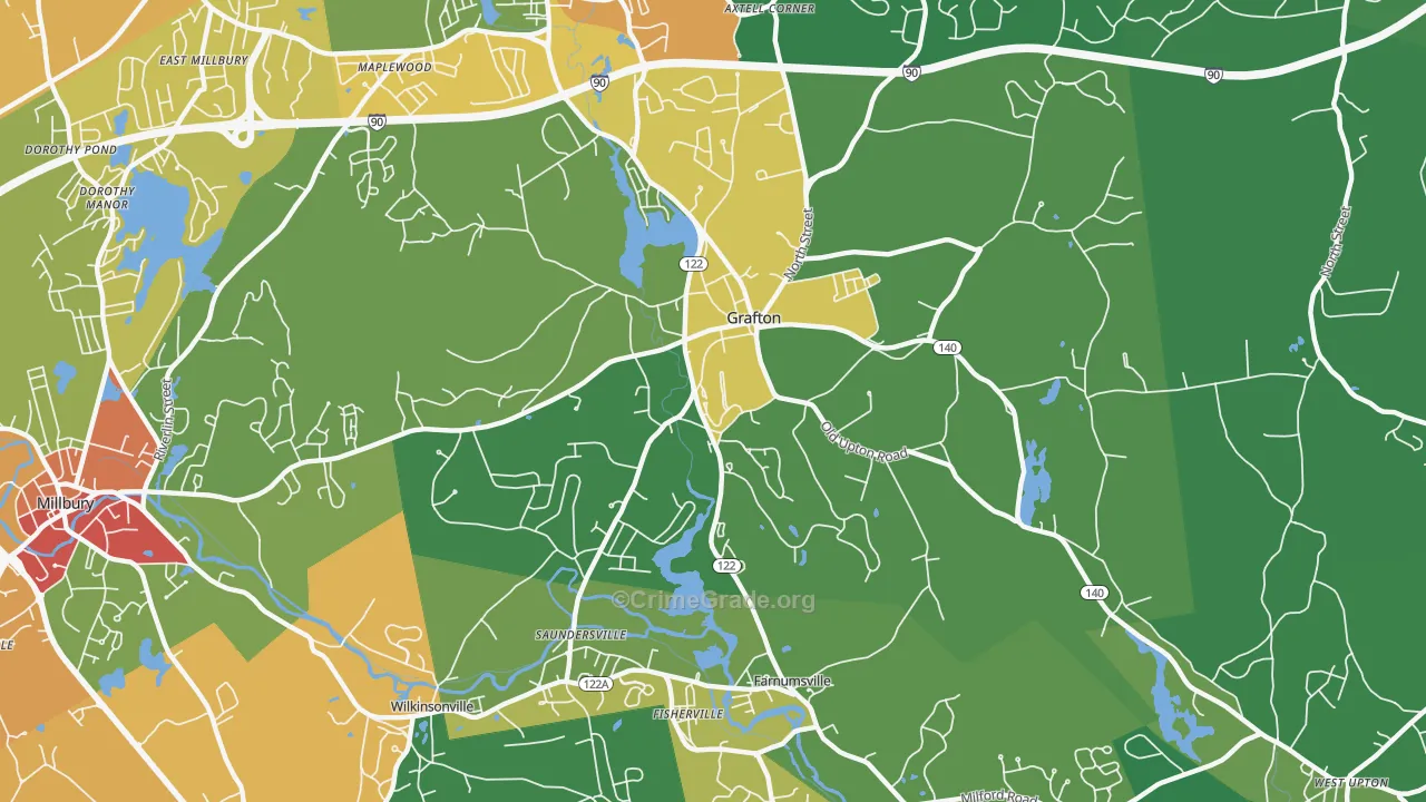 Grafton, MA Map of Theft Rates