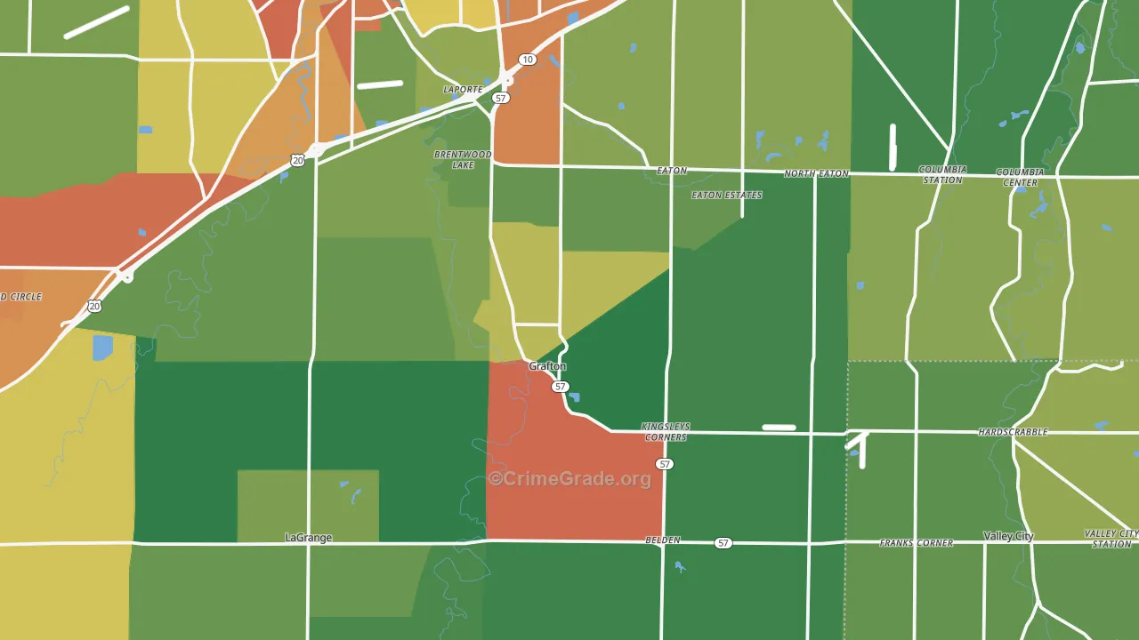 Grafton, OH Map of Theft Rates