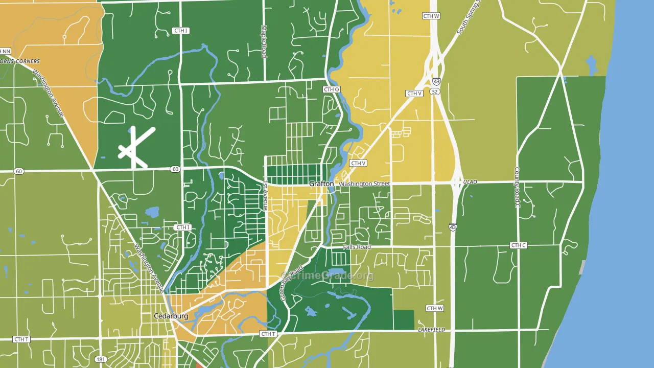 Grafton, WI Map of Theft Rates