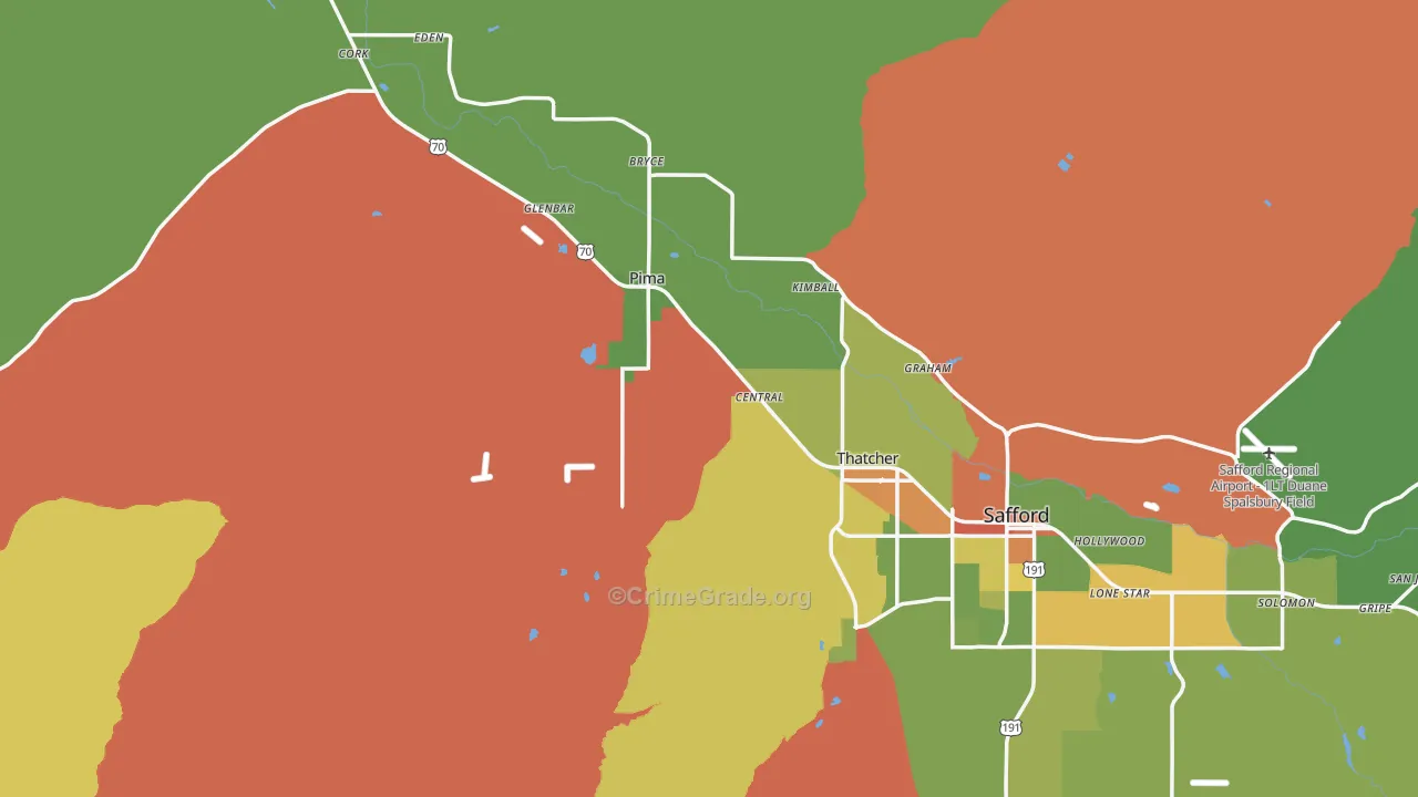 Graham County, AZ Map of Theft Rates