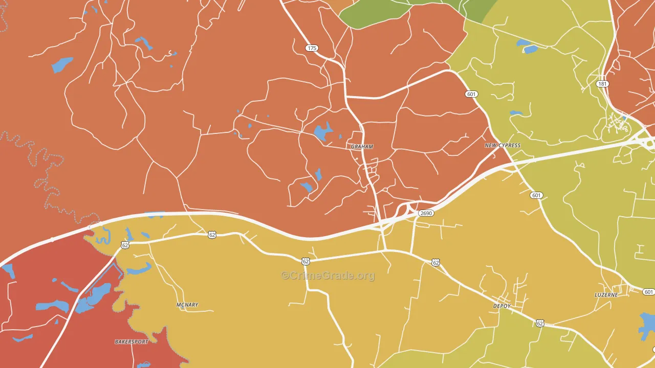 Graham, KY Map of Theft Rates