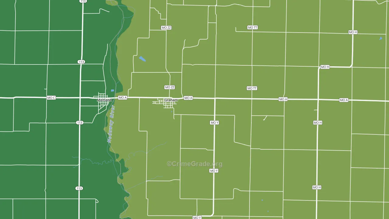 Graham, MO Map of Theft Rates