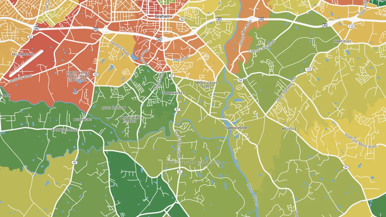 Graham, NC Map of Theft Rates