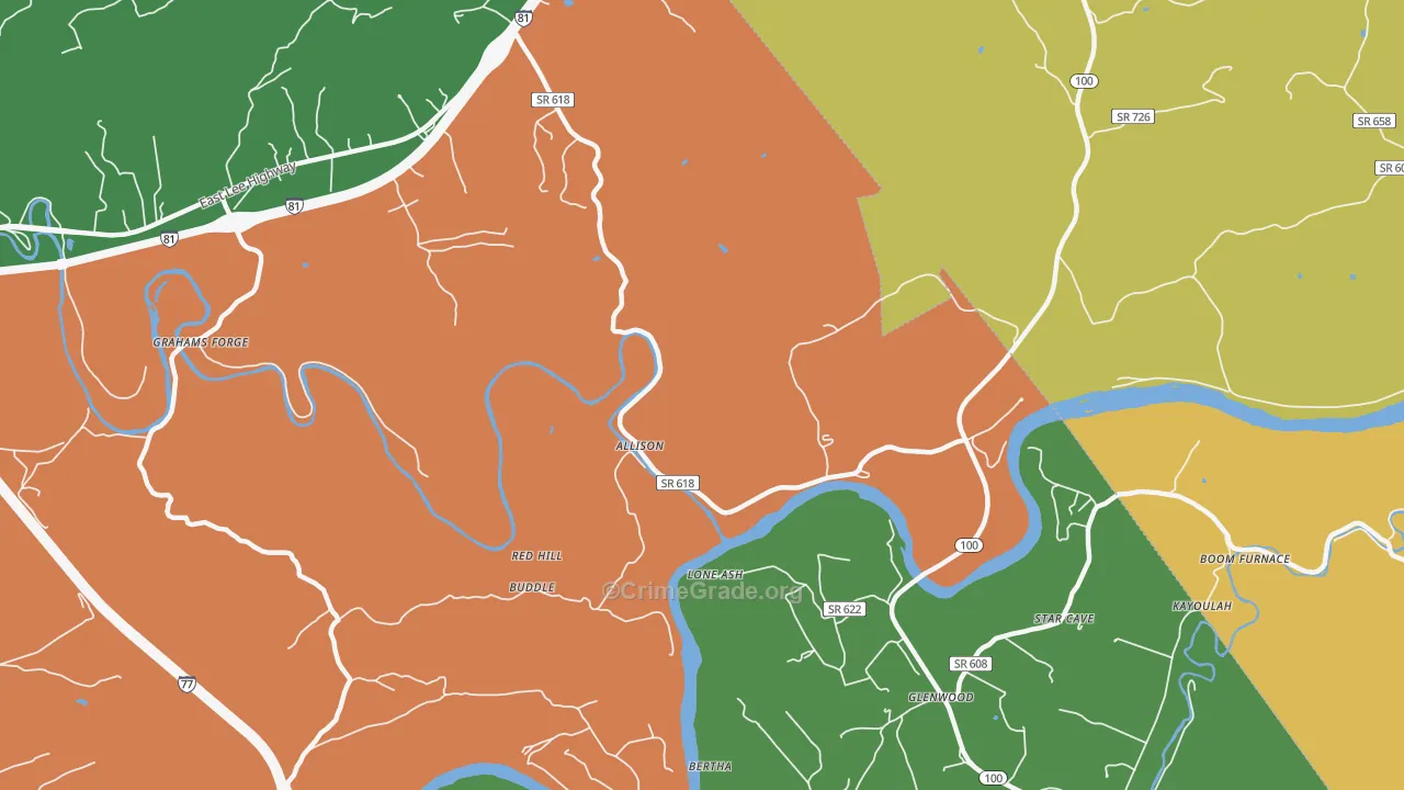 Grahams Forge, VA Map of Theft Rates