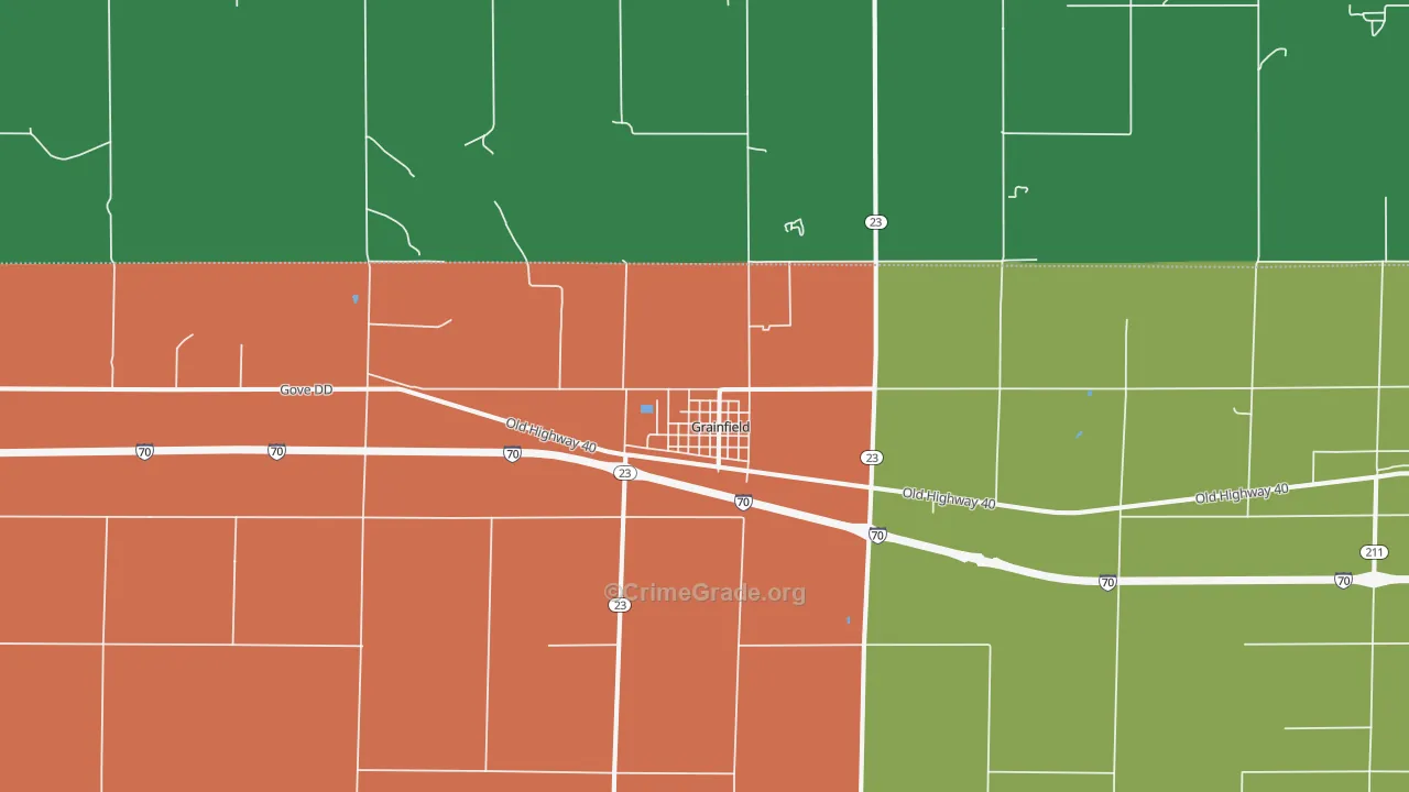 Grainfield, KS Map of Theft Rates