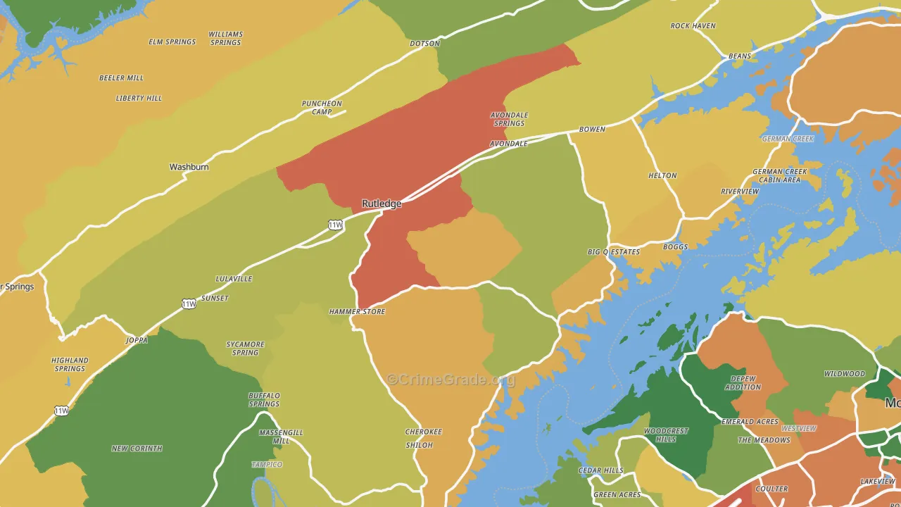 Grainger County, TN Map of Theft Rates