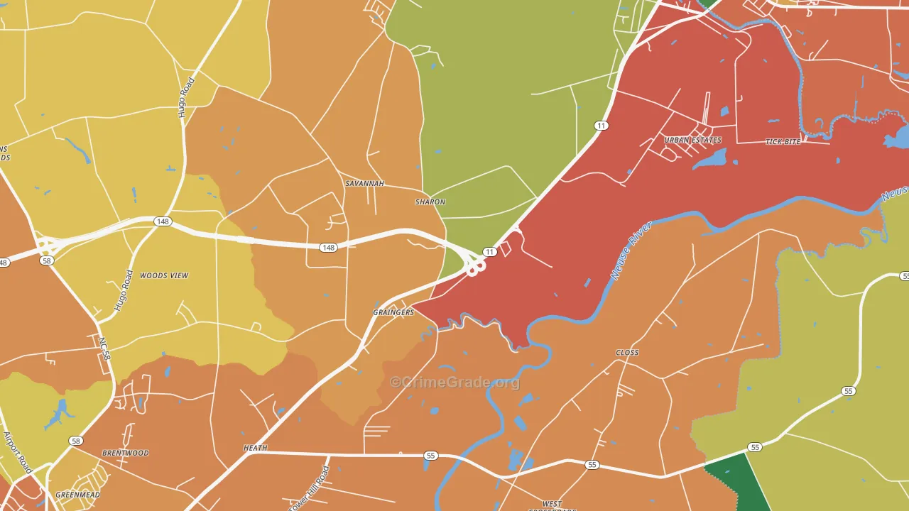 Graingers, NC Map of Theft Rates