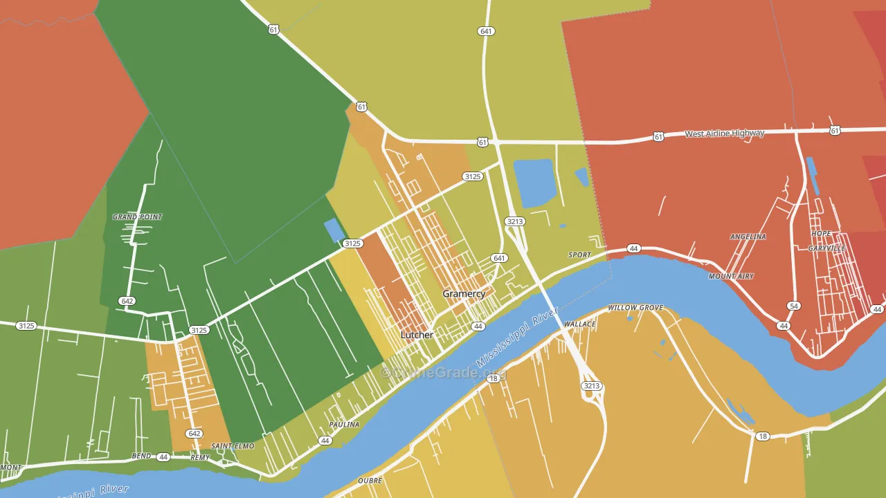 Gramercy, LA Map of Theft Rates