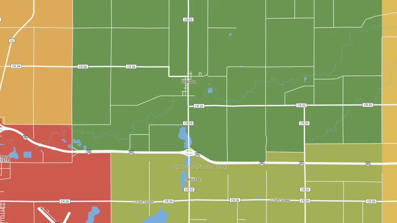 Granada, MN Map of Theft Rates