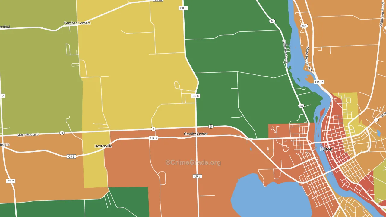 Granby Center, NY Map of Theft Rates