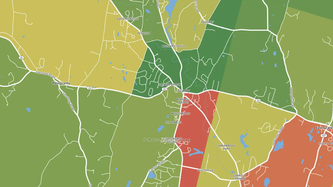 Granby, CT Map of Theft Rates
