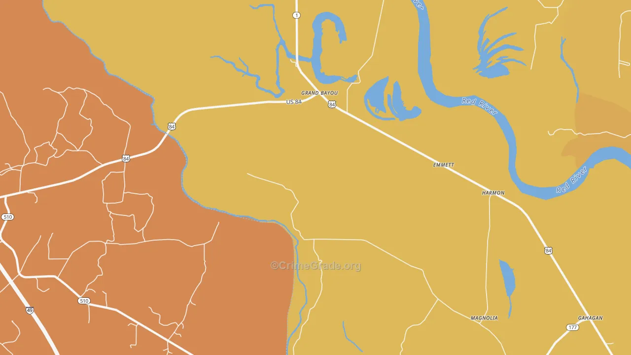 Grand Bayou, LA Map of Theft Rates