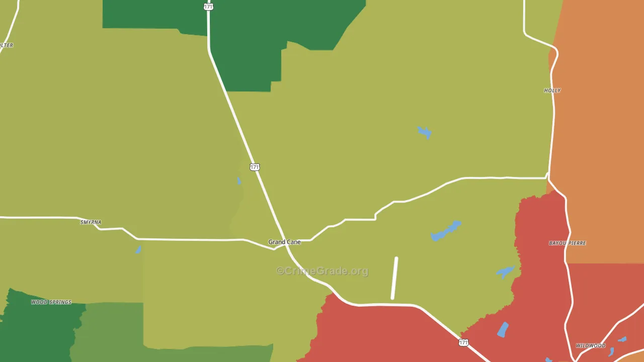 Grand Cane, LA Map of Theft Rates