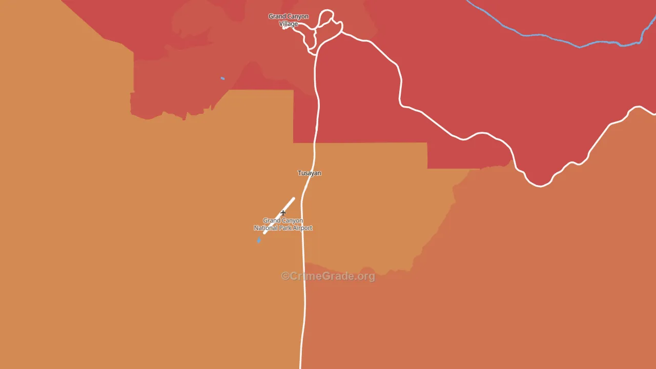 Grand Canyon, AZ Map of Theft Rates