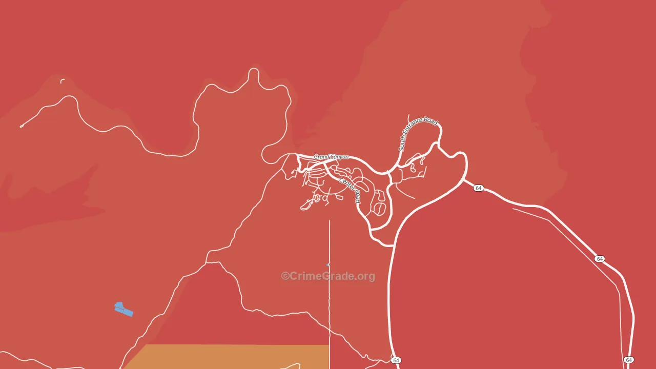 Grand Canyon Village, AZ Map of Theft Rates