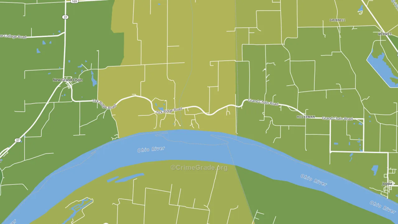 Grand Chain, IL Map of Theft Rates