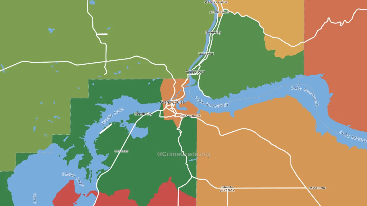 Grand Coulee, WA Map of Theft Rates