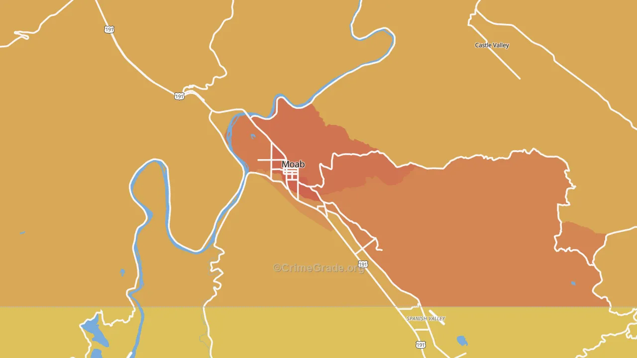 Grand County, UT Map of Theft Rates