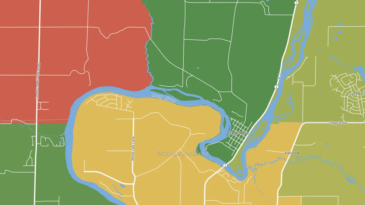 Grand Detour, IL Map of Theft Rates