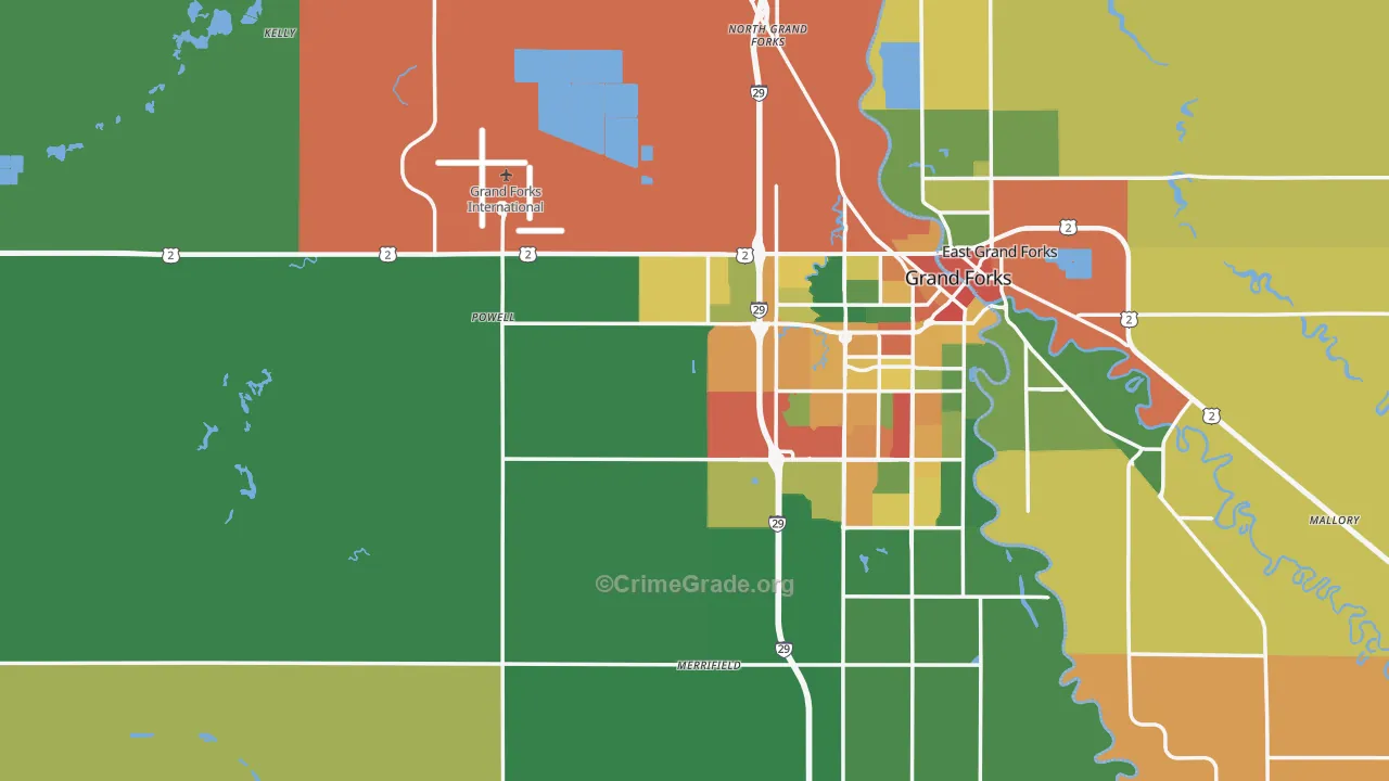 Grand Forks County, ND Map of Theft Rates