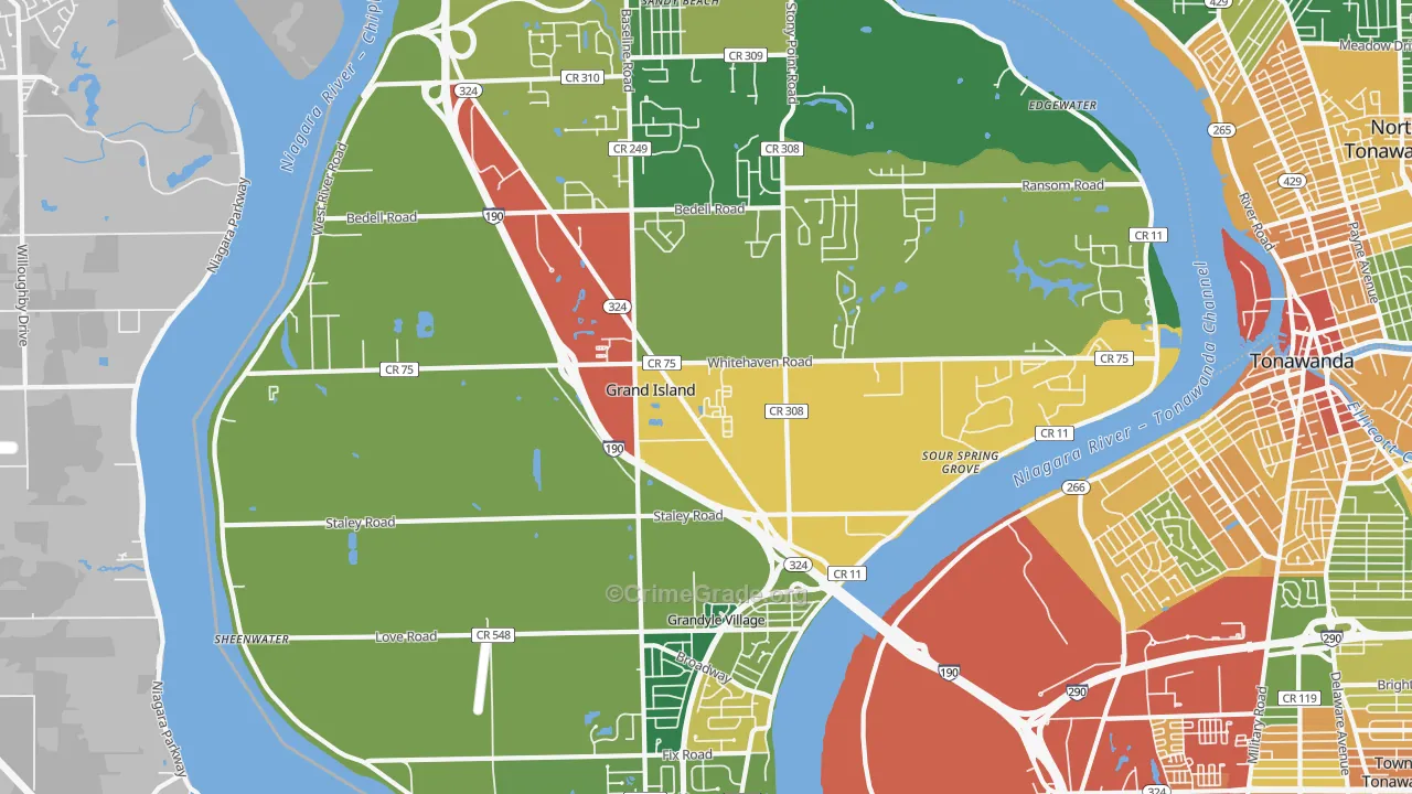 Grand Island, NY Map of Theft Rates