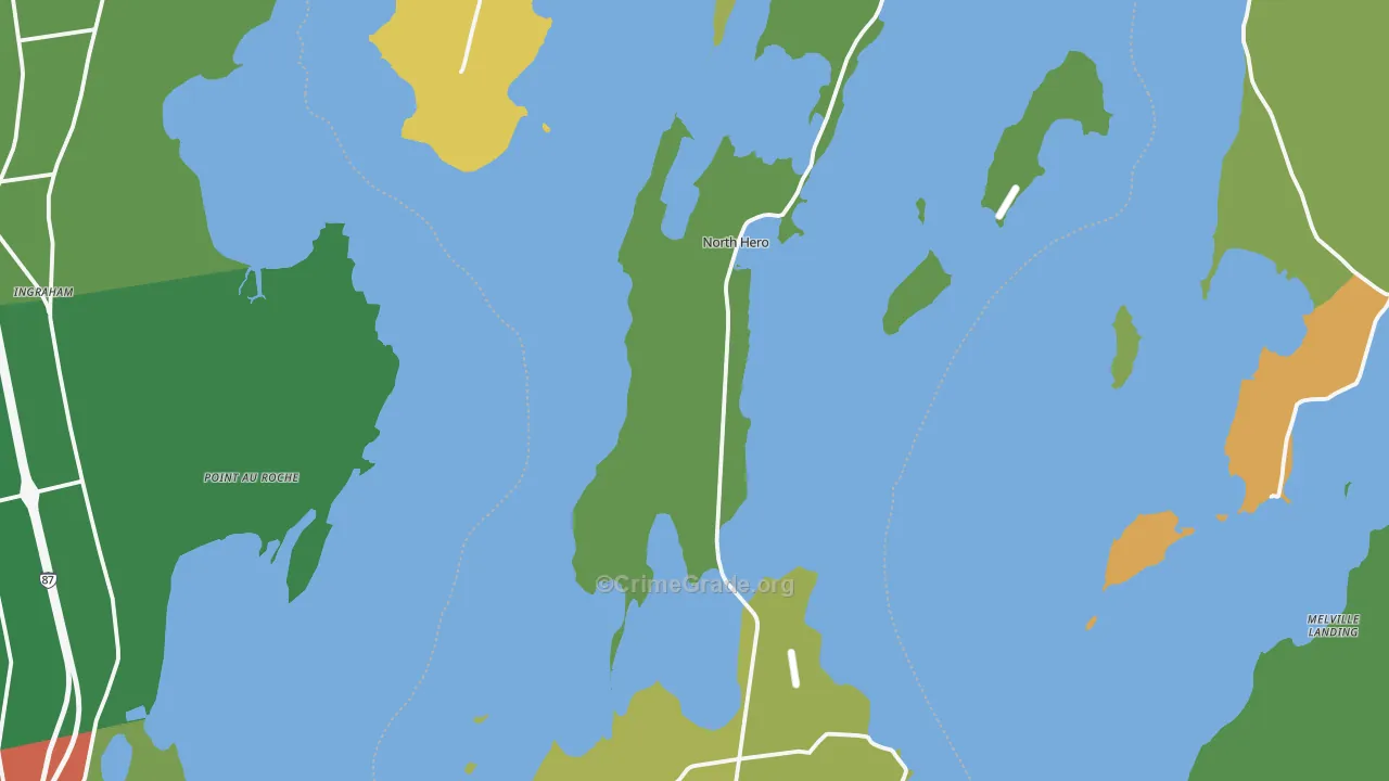 Grand Isle County, VT Map of Theft Rates
