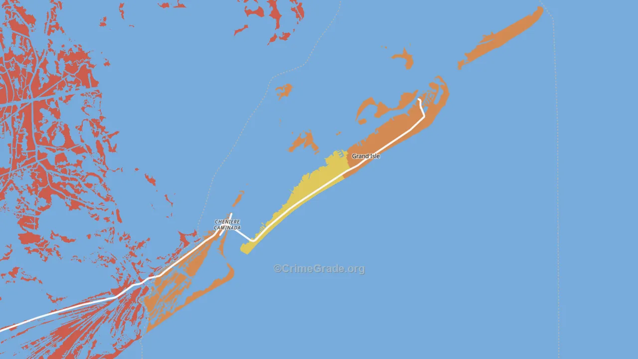 Grand Isle, LA Map of Theft Rates