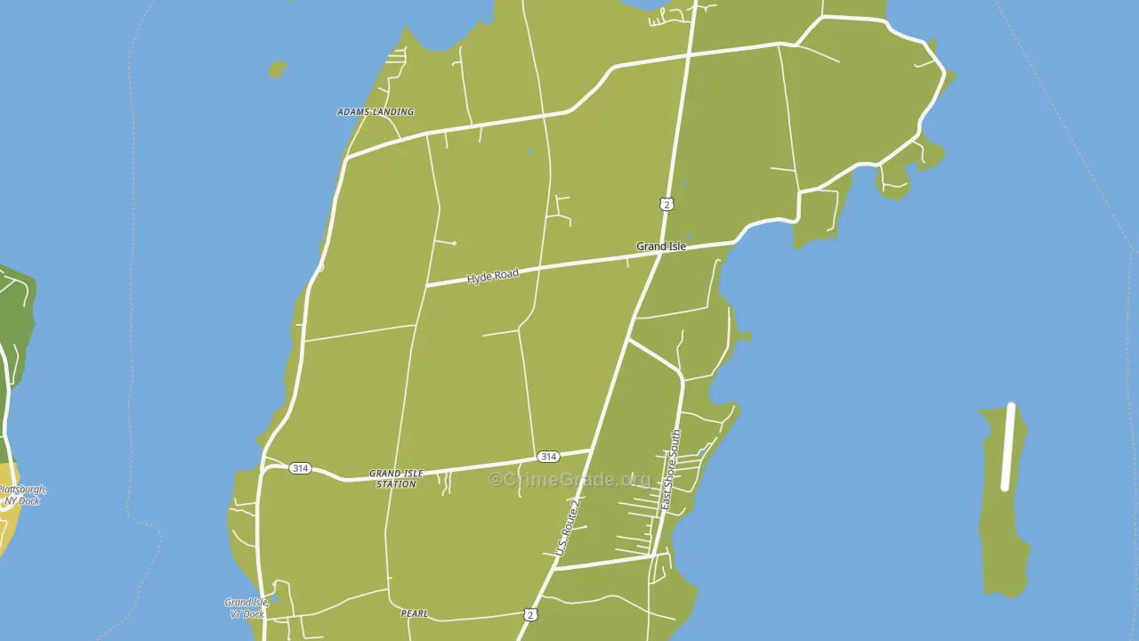 Grand Isle, VT Map of Theft Rates