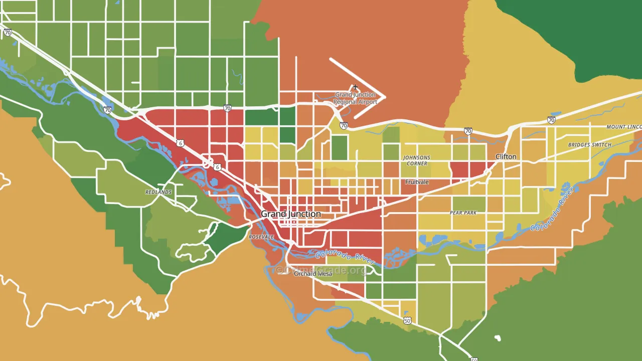 Grand Junction, CO Map of Theft Rates