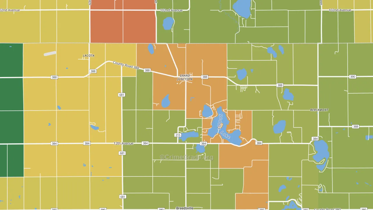 Grand Junction, MI Map of Theft Rates