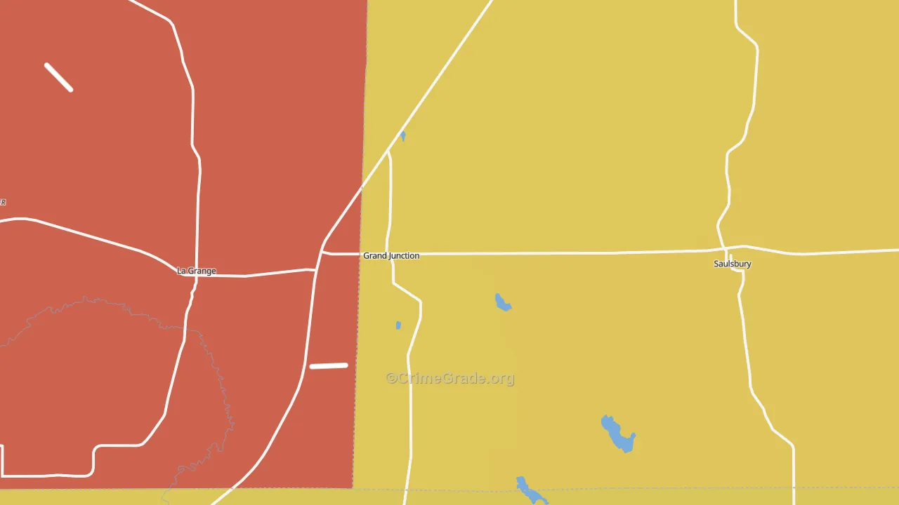 Grand Junction, TN Map of Theft Rates