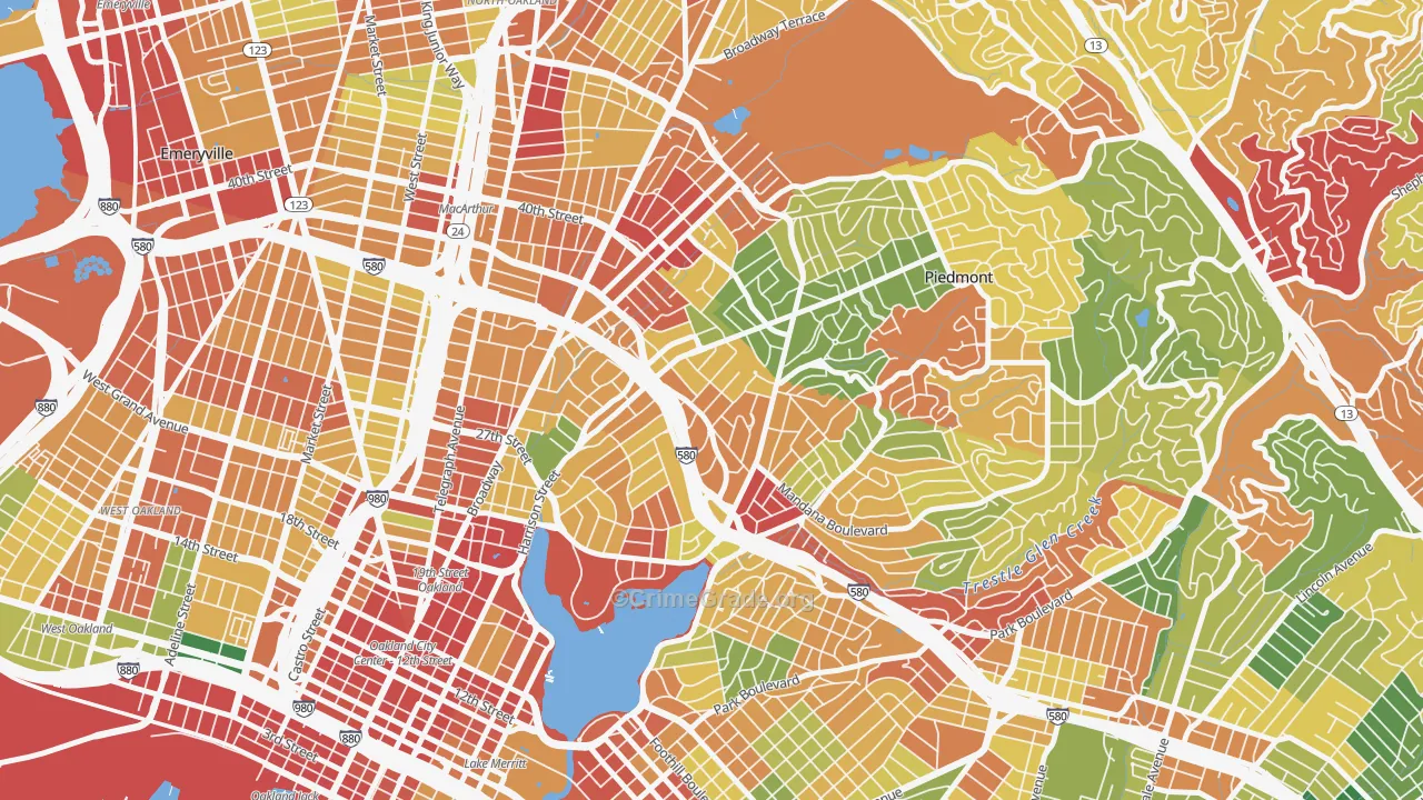 Grand Lake, Oakland, CA Map of Theft Rates