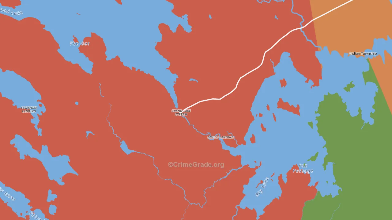 Grand Lake Stream, ME Map of Theft Rates
