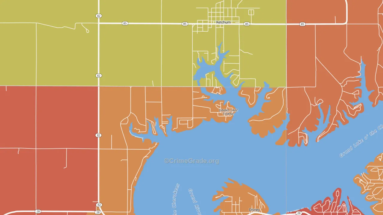 Grand Lake Towne, OK Map of Theft Rates