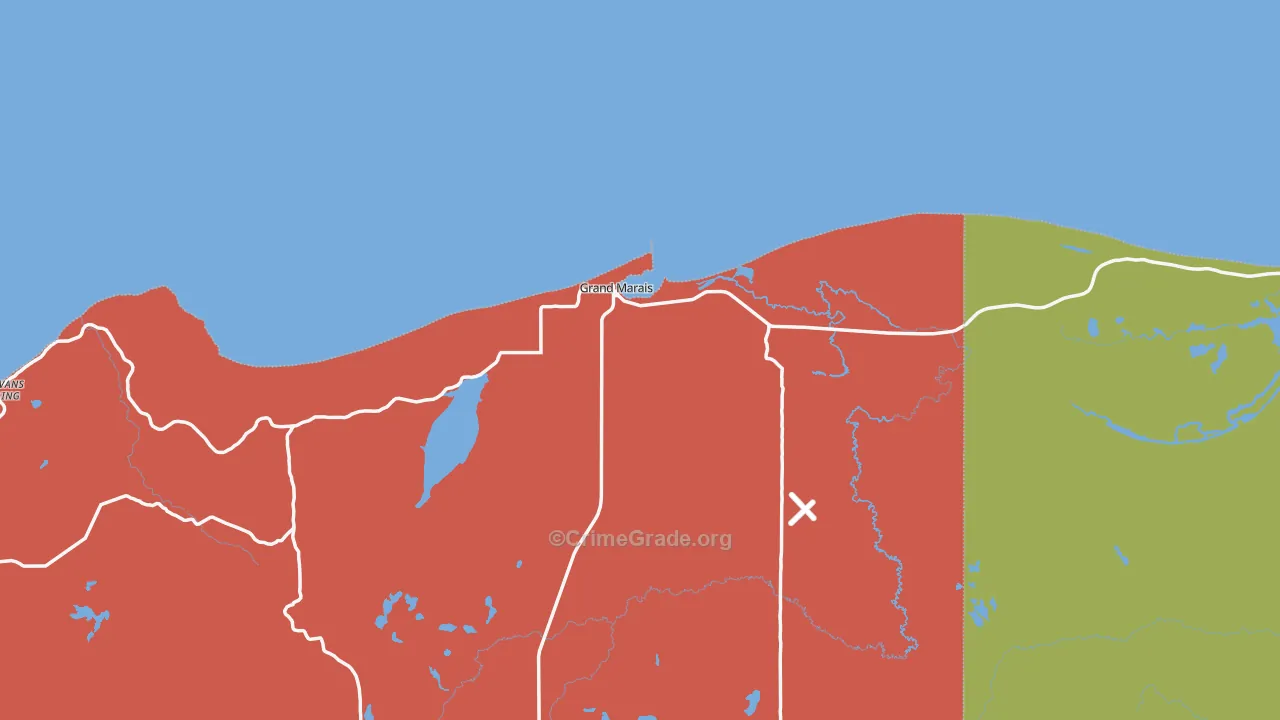 Grand Marais, MI Map of Theft Rates