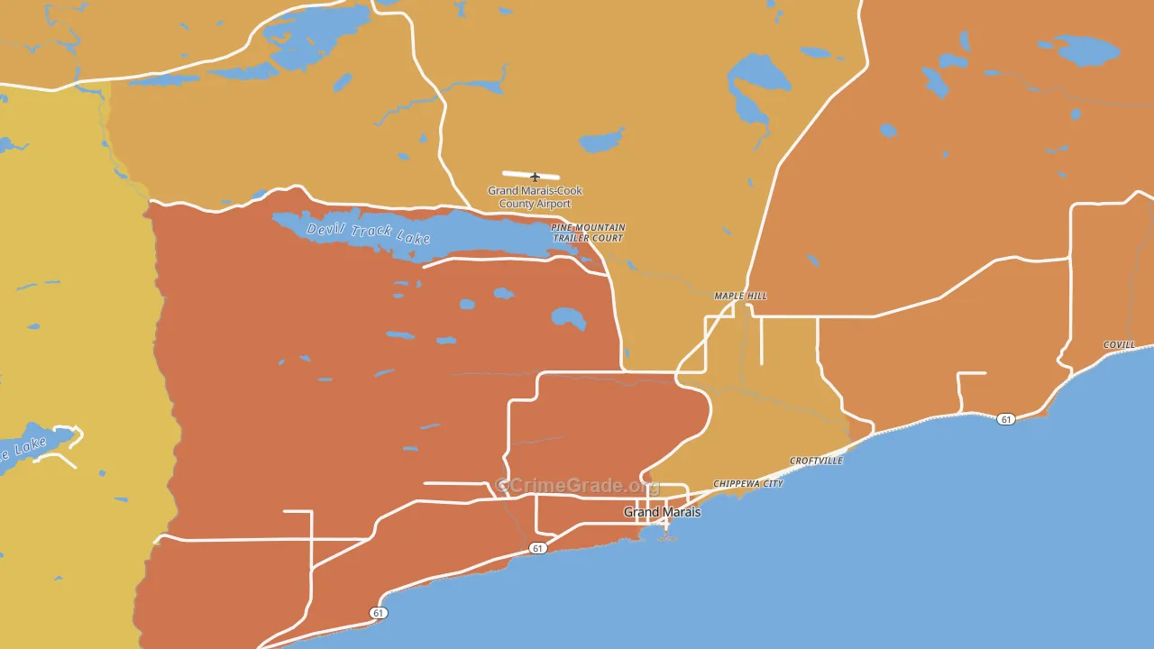 Grand Marais, MN Map of Theft Rates