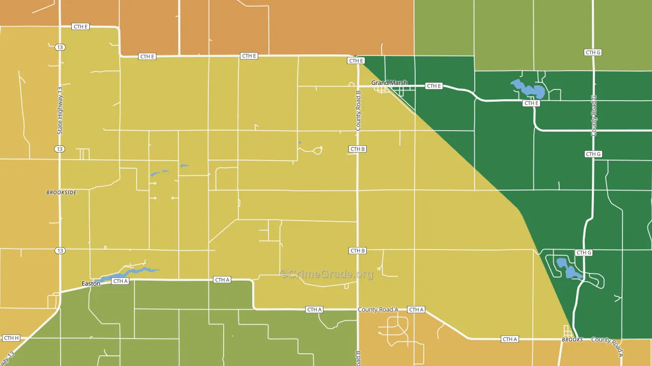 Grand Marsh, WI Map of Theft Rates