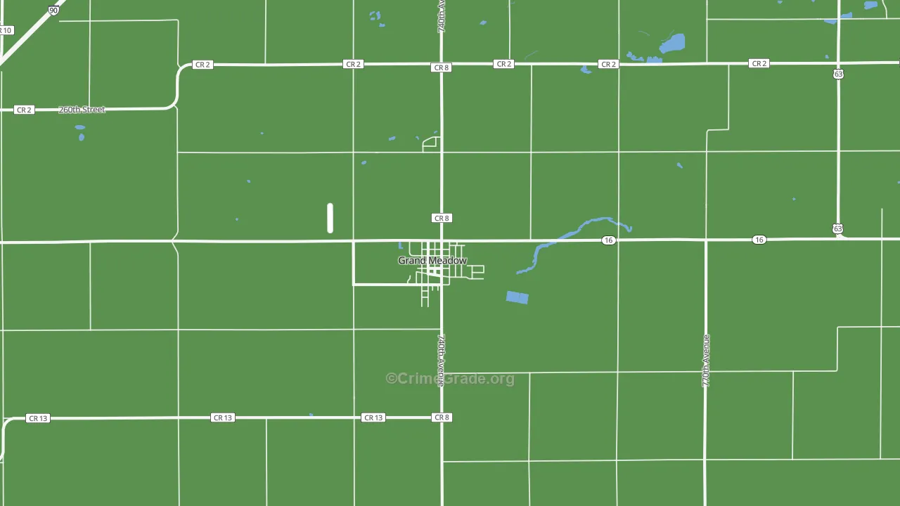 Grand Meadow, MN Map of Theft Rates