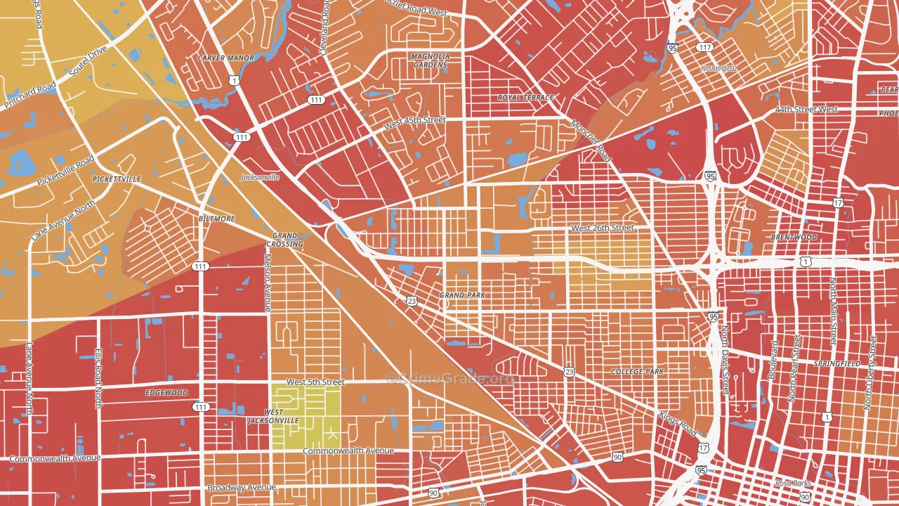 Grand Park, Jacksonville, FL Map of Theft Rates