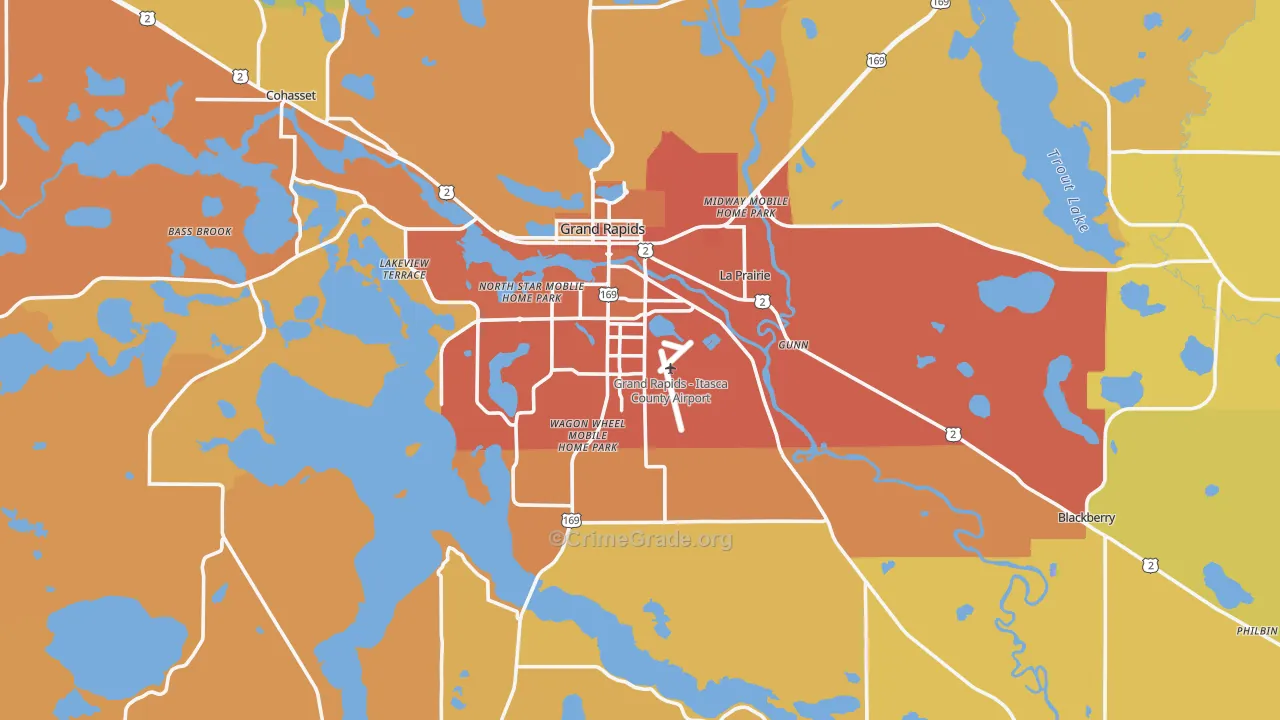 Grand Rapids, MN Map of Theft Rates