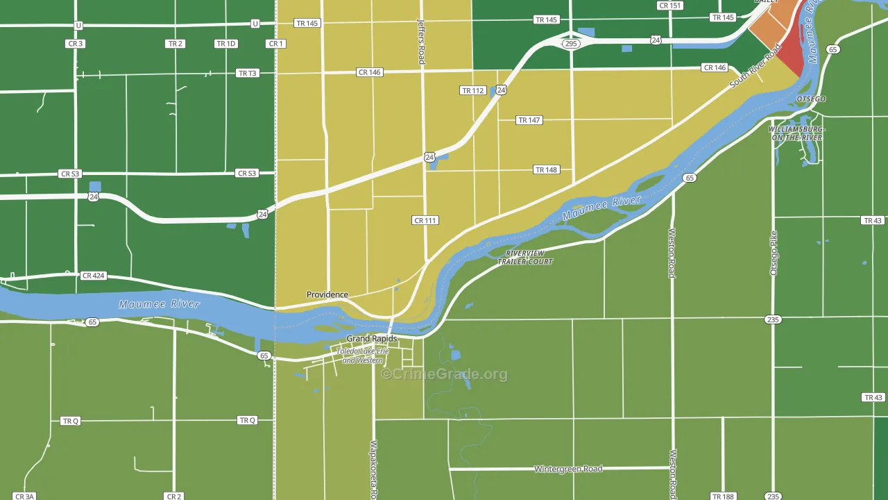 Grand Rapids, OH Map of Theft Rates