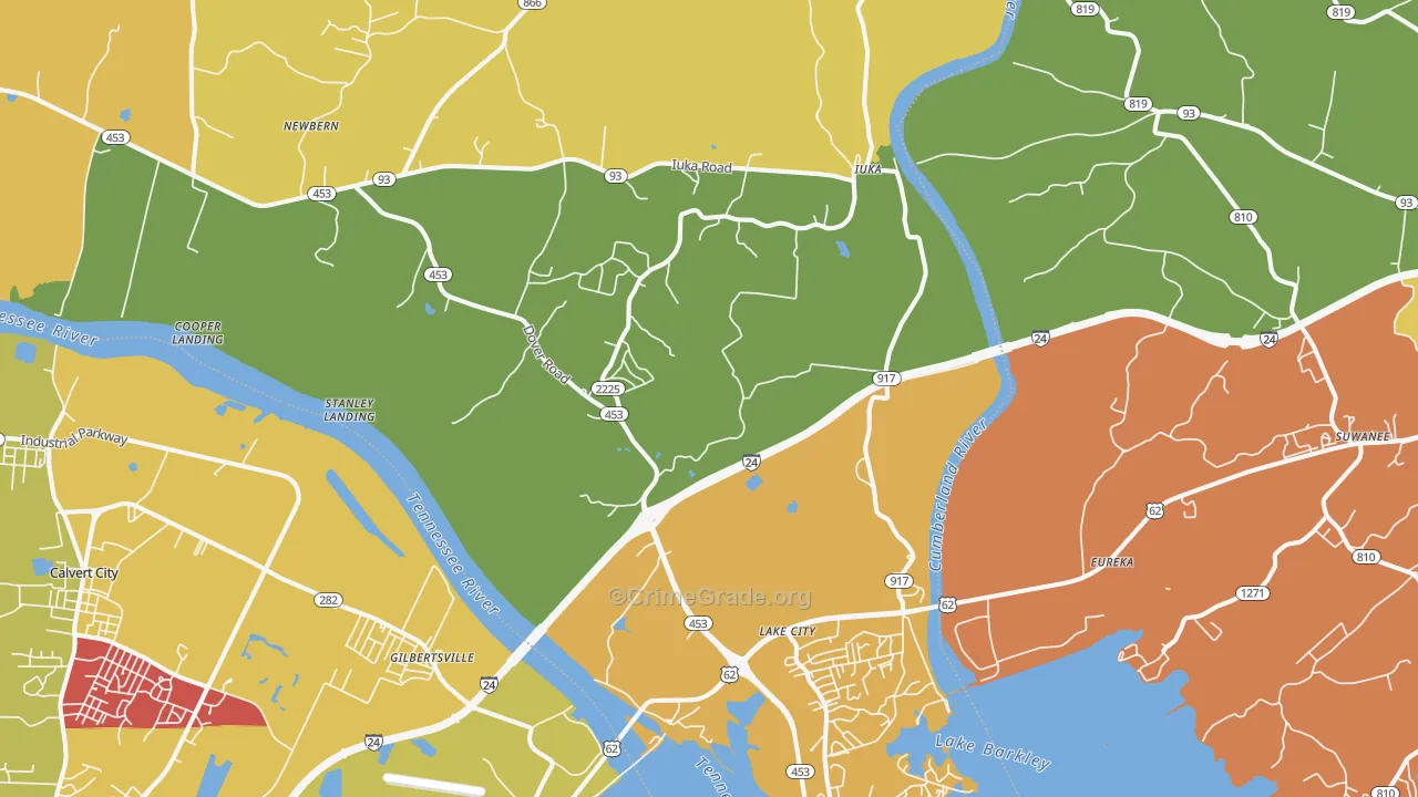 Grand Rivers, KY Map of Theft Rates