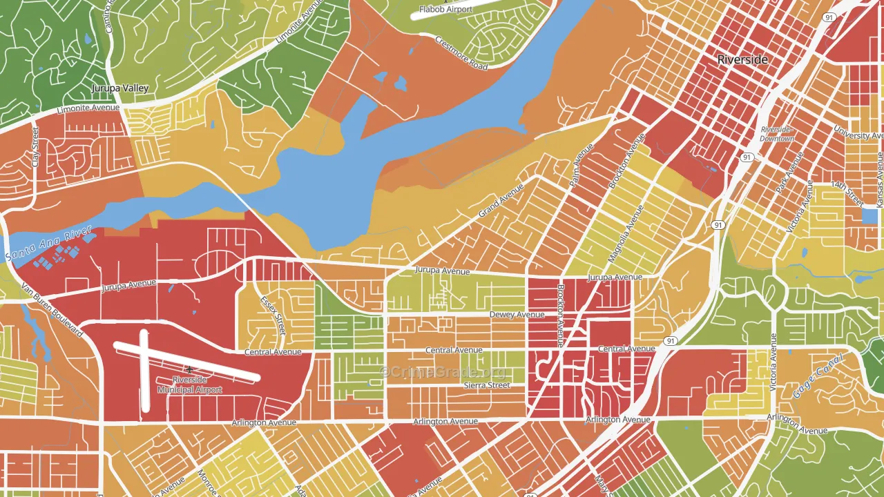 Grand, Riverside, CA Map of Theft Rates