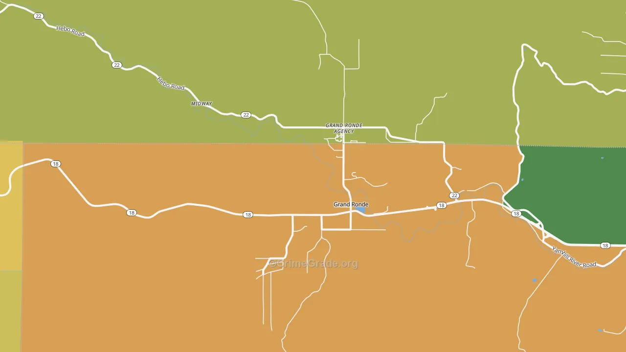 Grand Ronde, OR Map of Theft Rates